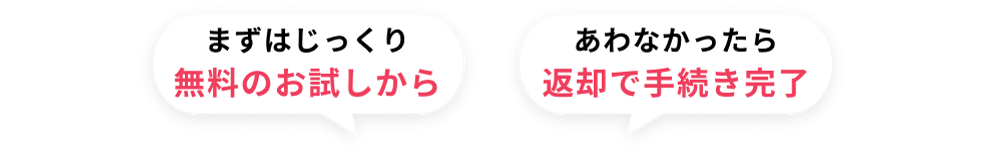 まずはじっくり無料のお試しから・あわなかったら返却で手続き完了