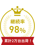 継続率98%・累計2万台出荷！